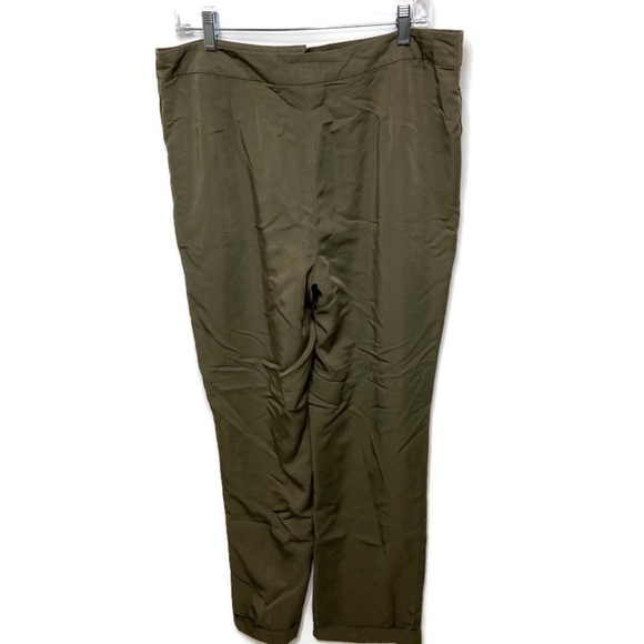 NWT LK Bennett Size 12 Green Pleated Crop Melodie Pants - Picture 2 of 7